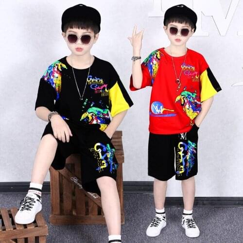 4-14 Years Summer Boy Clothing Set 2021 New Fashion Casual Active T-shirt+ Pant Kid Children Boy Teenager Clothing