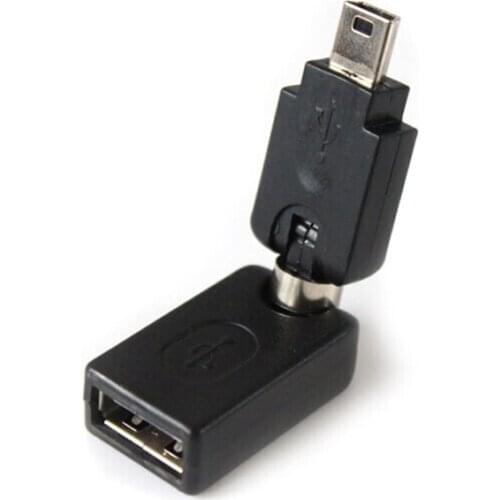 2pcs/lot 360 Degree Rotation USB 2.0 female to mini USB 5 Pin male OTG Adapter Swivel Twist Angle Car Stereo Extension Connector