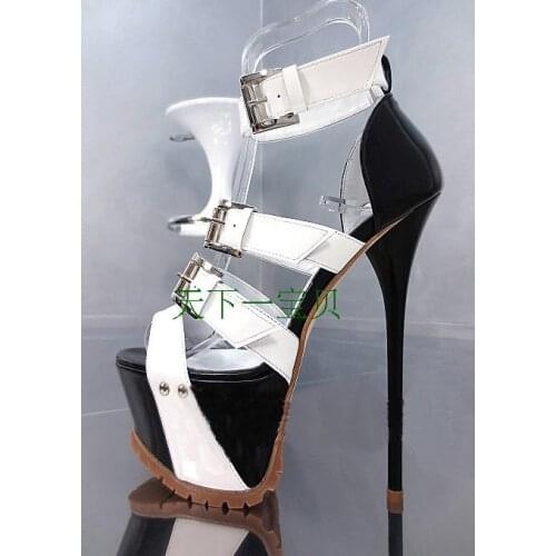 Deification Sexy 16cm Ladies Shoes With Heels Scarpe High Platform Peep Toe Women Pumps White Black Footwear Woman Plus Big Size