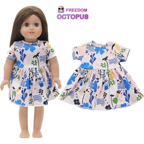 Milk Silk Material 18 Inch American Doll Dress Flower Grass Skirt Fit For 43cm Bebe New Born And Russia DIY Dolls Girls Gift