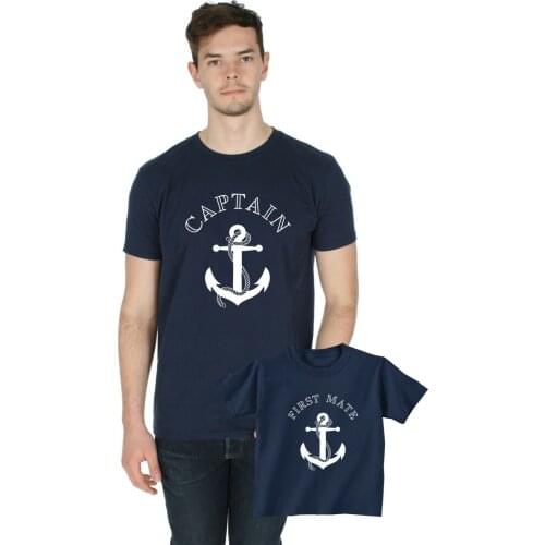 Captain / First Mate Matching T-Shirt Baby-grow Set Dad Father and Son Romper