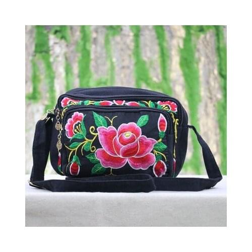 Hot Fashion Vintage Embroidered Small Shopping bag!Nice Floral embroidery Lady shoulder&Crossbody bags Top Three-zippers Carrier