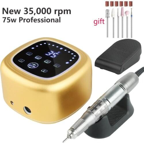 Professional Nail Drill 35000RPM Electric Nail Drill Machine 75W Powerful Manicure Machine High Speed for Shaping Buffing Nails