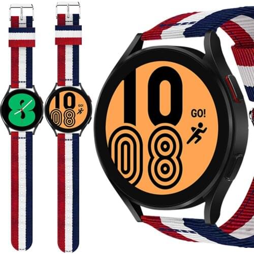 Nylon Strap For Samsung Galaxy Watch 4 40mm / 44mm Smartwatch Replacement Band Quick Release Woven Bracelet Accessories