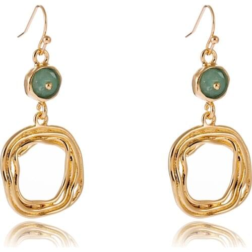 Luxury Drop Earrings for Womens earrings Gold Color Geometry Circle Earring Trendy Jewelry wedding accessories