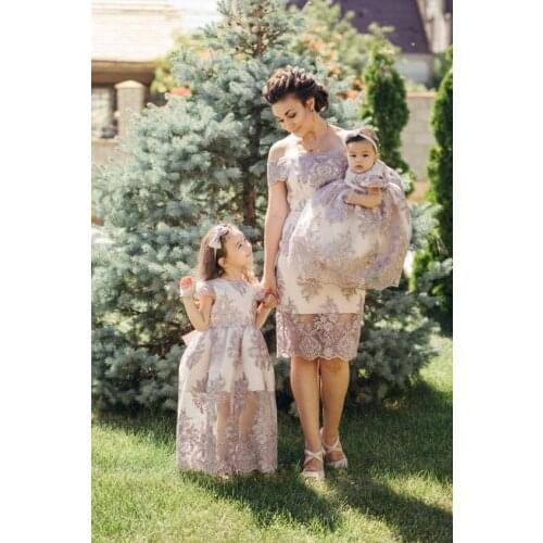 Pink Mother Daughter Kid Dresses Mother Daughter Kid Celebration Christening Party Dresses Birthday Dresses Gowns Custom