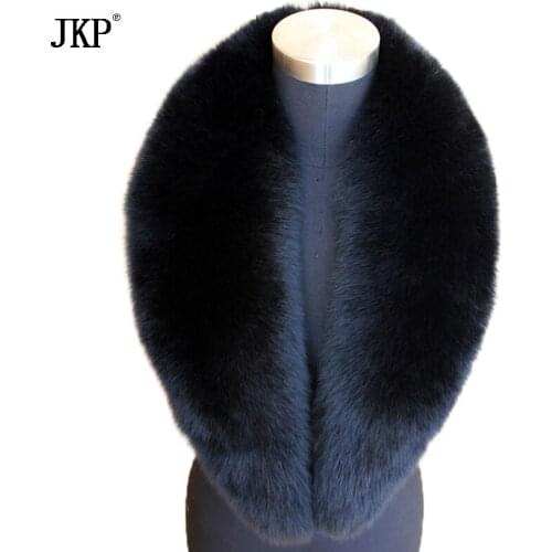 Long 100% Real Full Fox Fur Collar Scarf Scarve Natural Black 100cm