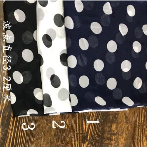 Dotted Chiffon Cloth Georgette Black And White Purplish Blue 3.2 Centimeter Polka Dot Clothing Fabric Summer Shirt`s Fabric/1m