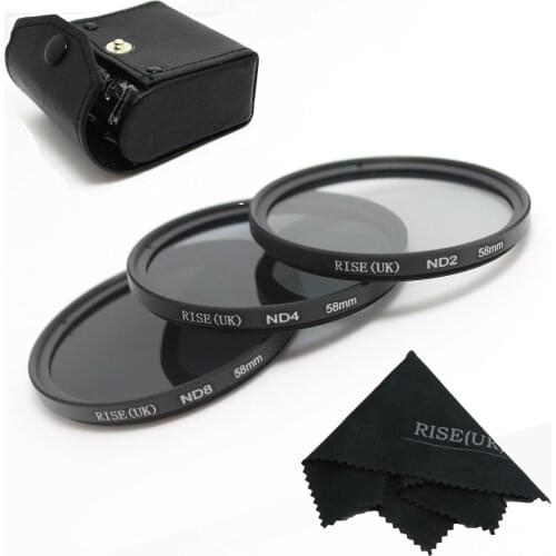 High Quanlity! 100% GUARANTEE RISE(UK) New Professional 58mm ND2 ND4 ND8 Filter kit MACRO for canon nikon sony pentax free ship