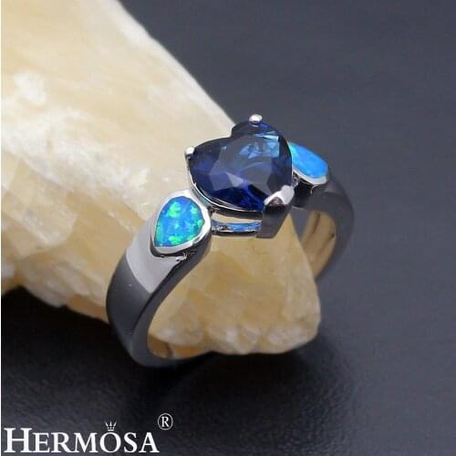 Heart-Shaped Precious Stone Jewelry Mystic Fire Australian Opal Ring Size 7 DF92 Perfect Christmas Love Gift