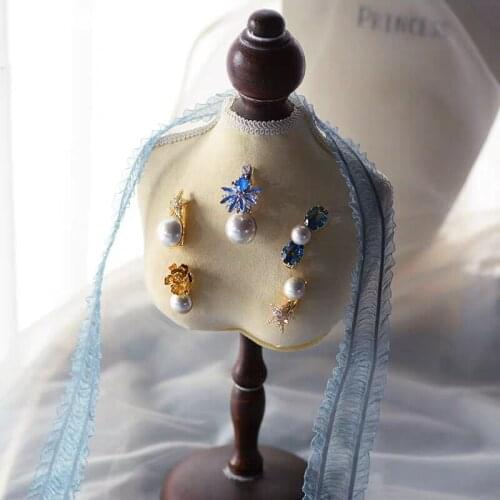 Sweet Blue Pearls & Crystal Brides Hairpins Flower Hairgrips Head Wear Wedding Hair Accessory