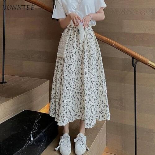 Skirts Womens Summer Tender New Fashion Elegant Soft Floral Leisure Daily All-match Vintage Simple Korean Style Chic Large Size