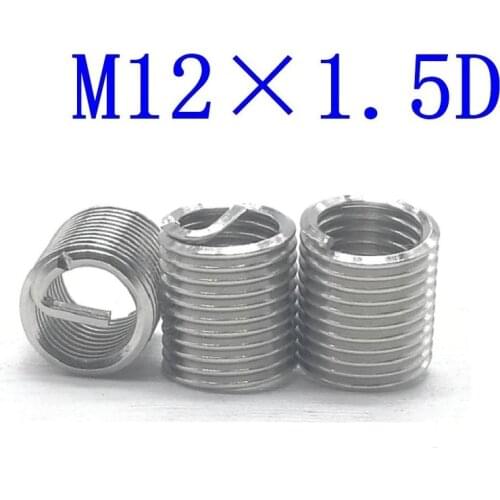 10Pcs M12*1.5D Stainless Steel Coiled Wire Helical Screw Thread Inserts M12 Bushing self tapping thread repair tool