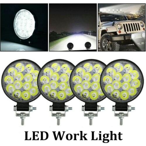 2/4Pcs Mini Led Work Light Round Spotlight 42W Car Work Headlight For Truck Offroad Fog Lamp Night 12/24V Driving Lights For SUV