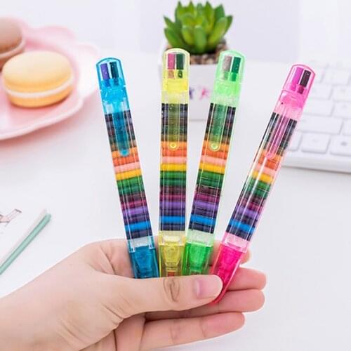 2Pcs Childrens Crayon Multicolor Nontoxic Washable Safety Crayon Pen Kids Drawing Printing Toy 20colors