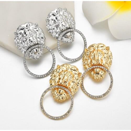 2019 Hot Sale New Fashion Alloy Lion Charms With Rhinestone Earrings For Women Bohemian Fashion Jewelry Party Gifts Jewelry