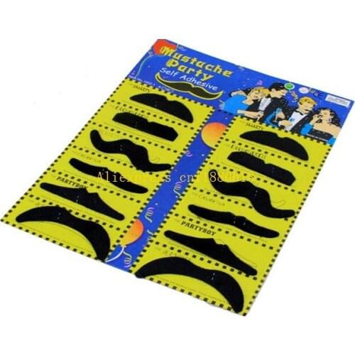 400sets/lot Free Shipping Worldwide 12pcs/set Costume Party Halloween Fake Mustache Moustache Funny Fake Beard Whisker