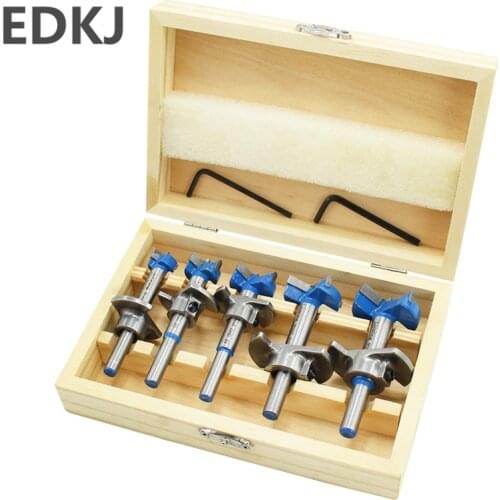 5pc/set Diameter Adjustable Carbide Drill Bits Hinge Hole Opener Positioning Bit Tool Woodworking Cutter 15-35mm The opener set