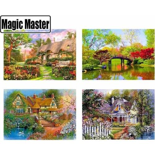 5D Diamond Embroidery Rhinestone Diamond painting Pasted Paintings Cross Stitch Kit European house villa diamond Decor