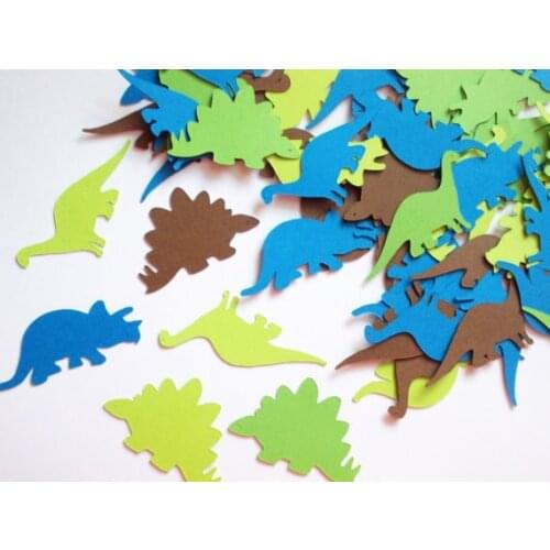 80pcs Colorful Dinosaur Style Birthday Party Theme Decorative Confetti Mixed Color Packaging Throwing Confetti Props C