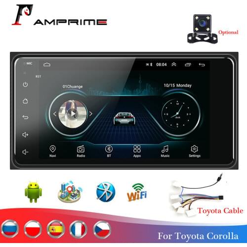 AMPrime 2 Din Car Stereo Radio 7" Android Car Multimed Player GPS Wifi Autoradio Bluetooth For Toyota Corolla Rear View Camera