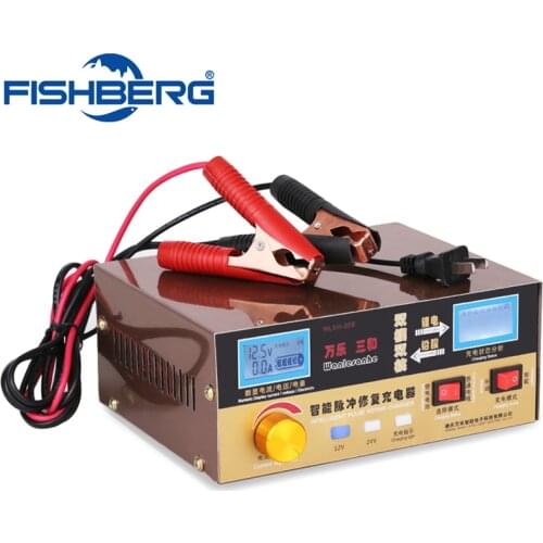 110V-250V 400AH Automatic Car Scooter Charger 12V/24V 15A 20A for Lead acid lithium Battery Charger Pulse Repair Charger