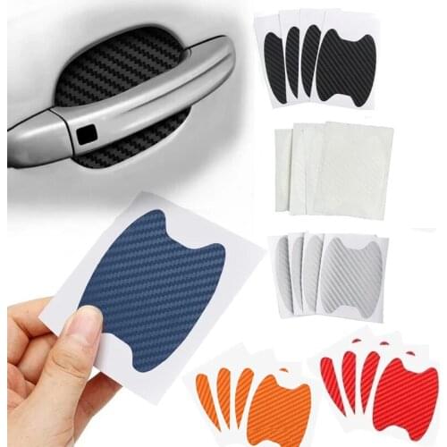 Car Sticker Scratch Resistant Carbon Fiber Cover Auto Protective Film Exterior Knob Styling Accessories4Pcs/Set Car Sticker