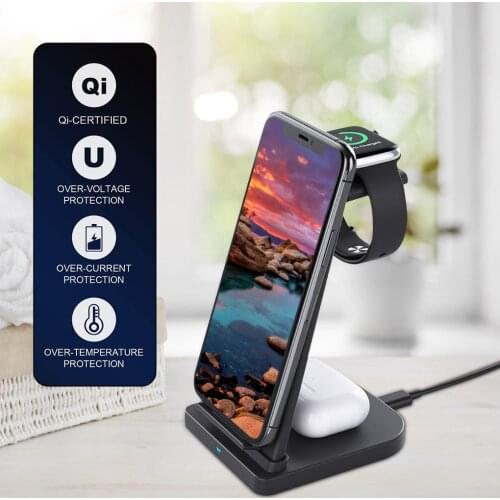 3 In 1 Wireless Charger Folding 10W Qi Fast Charging Holder for iPhone 12 pro/XR/Xs Max For Apple Watch 5 4 3 For Airpods/Pro
