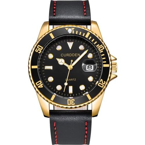 CURDDEN Brand Watches Mens Leather Band Date Quartz Wristwatches Male Water Ghost Gifts Vintage Watch Montres de Marque de Luxe