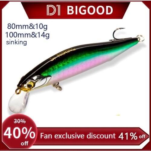 D1 sinking fishing lure 80mm/10g 100mm/14g trolling balck minnow tuna see bass for fishing 2021 new lure