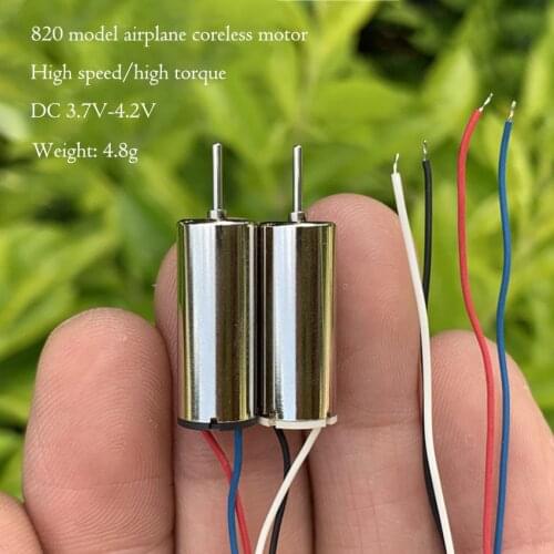 820 Coreless Motor 3.7V Four Axis, Diameter Shaft 1mm, High Speed, High Torque Aircraft Spindle Motor For DIY Airplane Model