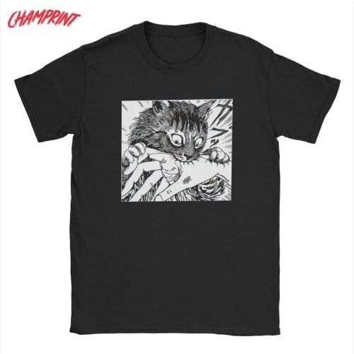 Mens T-Shirt My Cute Cat Tomie Junji Ito Vintage Cotton Tees Short Sleeve Manga T Shirt Crewneck Tops New Arrival