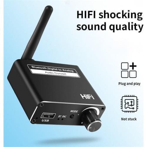 Top Sales DAC Converter With Headphone Amp Digital To Analog 3.5mm Converter Bluetooth 5.0 Wireless Support USB Audio Adapter