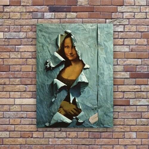 Mona Lisa By Blue Paper Canvas Painting Spoof The Famous Posters and Prints Wall Art Pictures for Living Room Home Decoration
