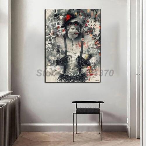 Sylvain Binet Canvas Modern Wall Art Animal Graffiti Art Monkey Poster Old World Monkeys Paintings On Canvas Modern Art Decor