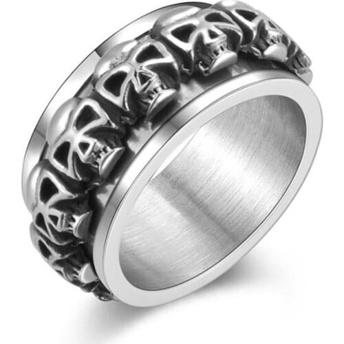 Stainless Steel Mens Punk Rock Skull Rings Jewelry Gift For Him Size 7-13 Halloween Gift Best