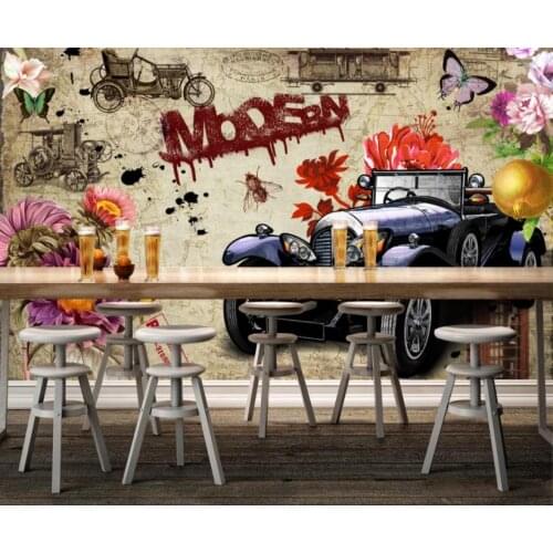 Custom Any Size 3D Wall Mural European Retro Nostalgic Classic Car 3D Photo Wallpaper Living Room Restaurant Wall Decor