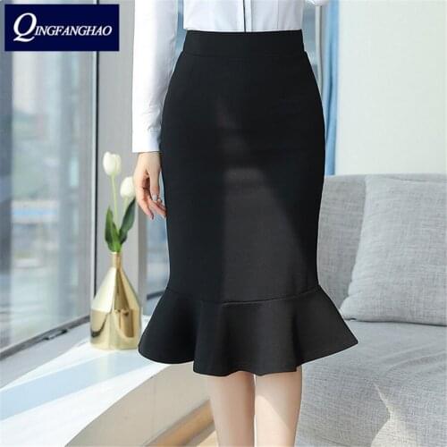 New fairy Mori fishtail skirt Mid-length Wrapped hip ruffle skirt