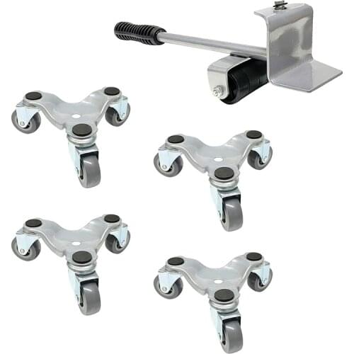 New Furniture Mover Dolly with Lifter, 6-Inch Steel Tri-Doll with Load Capacity of 500Lbs, 3 Wheels Movers,Set of 5 Pack