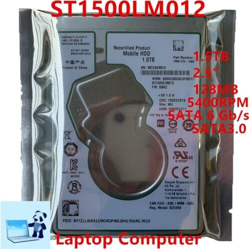 New HDD For Seagate Brand 1.5TB 2.5" SATA 6 Gb/s 128MB 5400RPM For Internal Hard Disk For Notebook Computer HDD For ST1500LM012