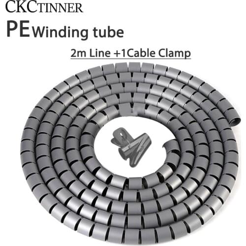 2m Winding tube Cable Wire Wrap Organizer Spiral Tube PE 10mm-32mm Cable Winder Cord Protector Cable Sleeve Wire Storage Pipe