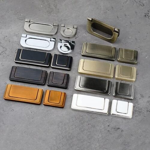 Flip Over Kitchen Wine Cabinet Door Handle Tatami Wardrobe Drawer Knob Zinc Alloy Hidden Furniture Ring Home Decoration