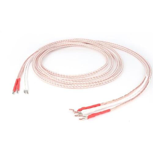 Pair 8 Twist cable 6N OCC single copper Speaker Cable Audiophile loudspeaker Cable with 2 banana to 4 spade