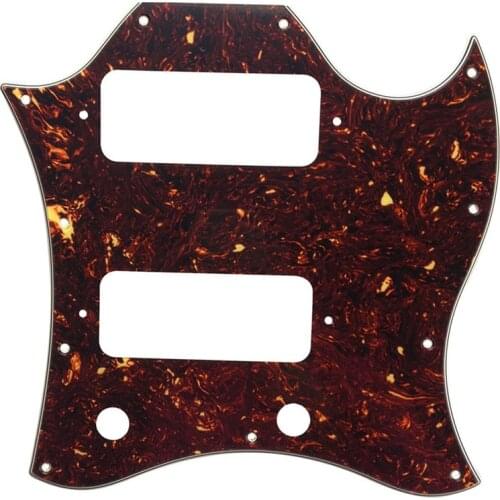 Pleroo Custom Guitar pickgaurd - For Standard SG Style With P90 Pickups Guitar pickguard Scratch Plate, 4 Ply Brown Tortoise