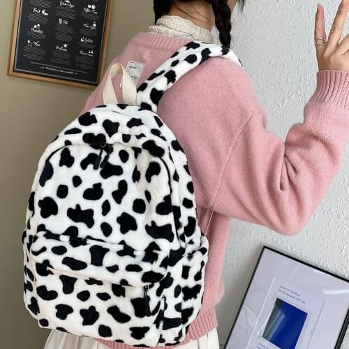 Casual Women Handbags Women Bags Fashionable Shoulder Messenger Bags Cow Pattern Plush Designer Ladies Women 2020