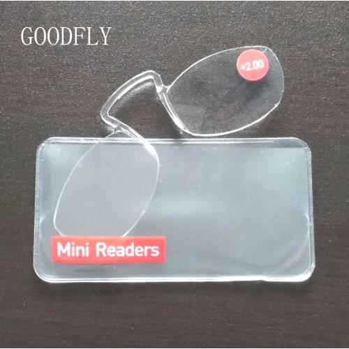 Clear Mini Nose Clip Reading Glasses Men Women Blue Light Blocking Glasses Portable Wallet Presbyopic Glasses With Case 2021