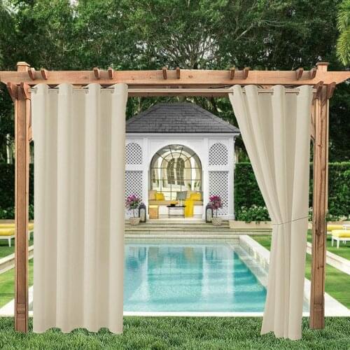 Outdoor Curtains for Patio Thermal Insulated Sun Blocking Blackout Waterproof Curtain for Bedroom Porch Pergola