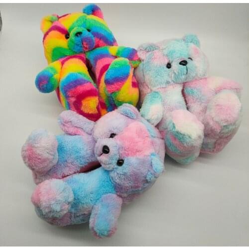 Hot design wholesale teddy bear Slippers Lady shoes Indoor Womens House Slippers Plush Panda Bear slippers