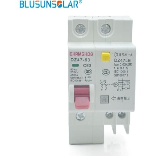 Leakage protection breaker 30mA RCBO SOLARB 230V 1P+N Residual current Circuit breaker with rail