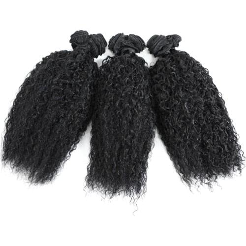 Jerry Curly Double Drawn Hair Weave Bundles Natural 1B 8 Bundles Deal Per Pack 16 inch SYNTHETIC Kinky Curly Hair